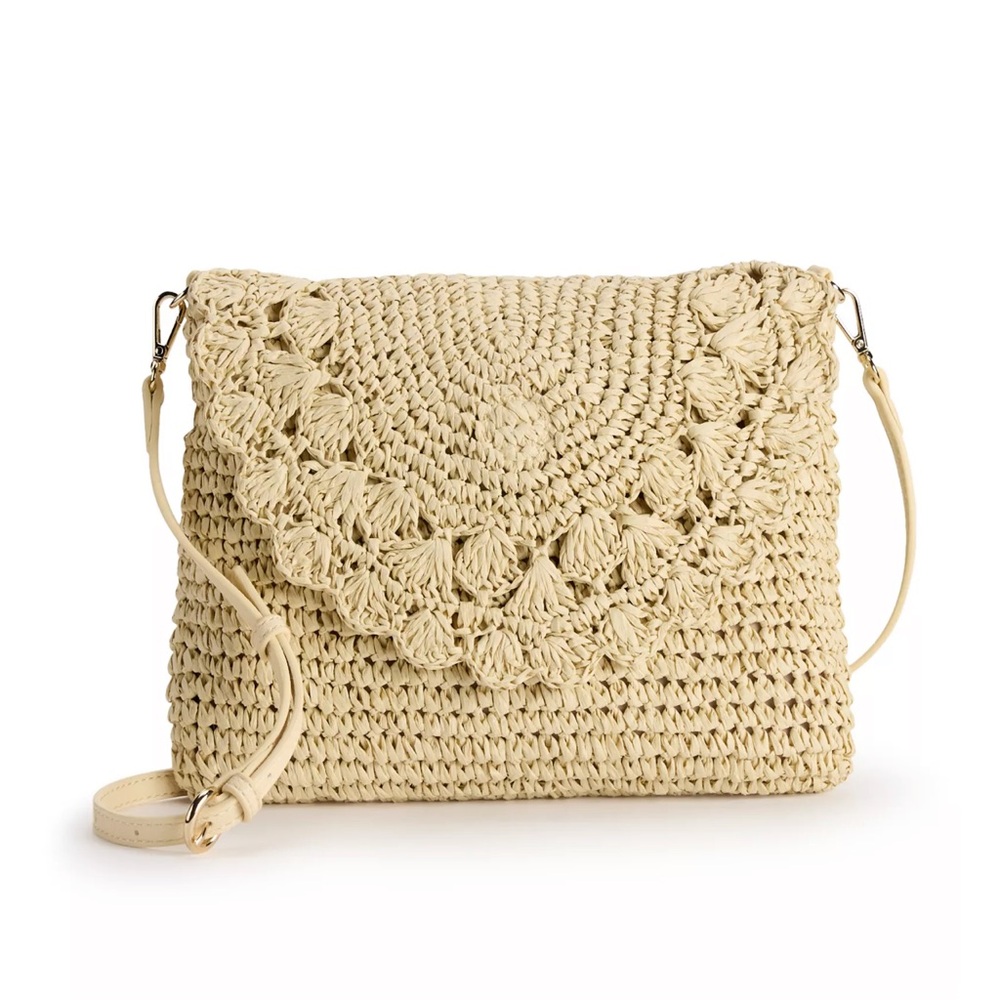 LC Lauren Conrad Candace Scallop Flap Crochet Crossbody Bag